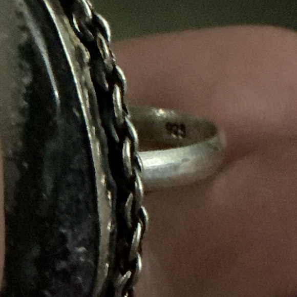 Opalized Fluorite Teardrop Ring with Vintage Design - Picture 4 of 6